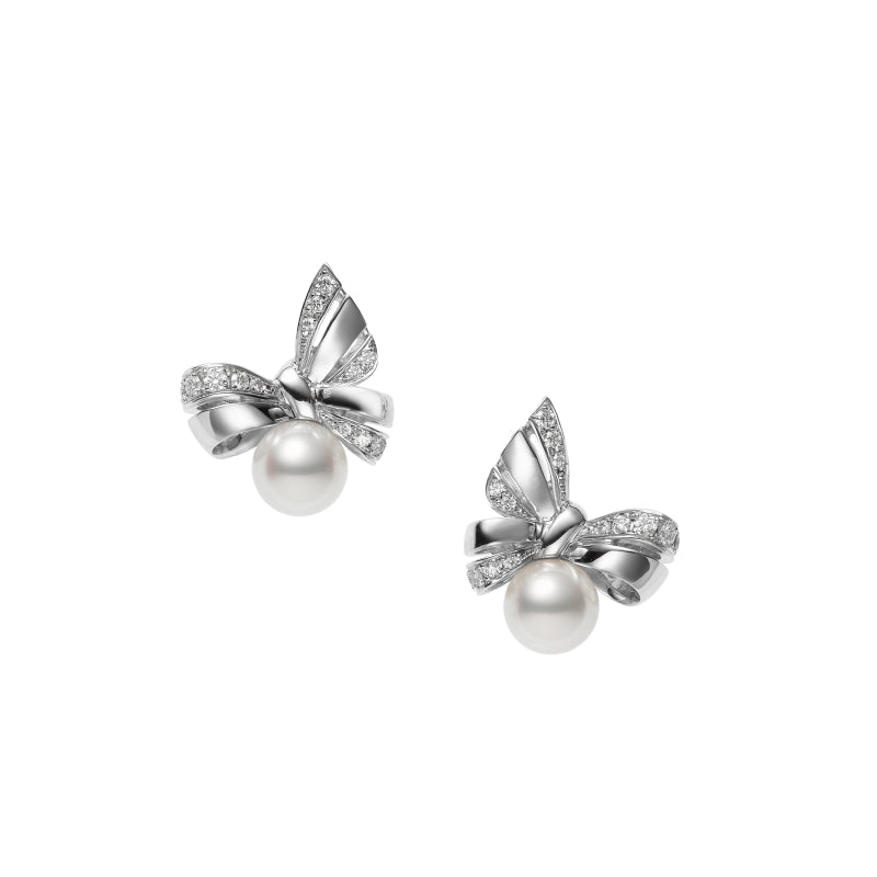 Carave Paris Pearl Ribbon Bow Earrings