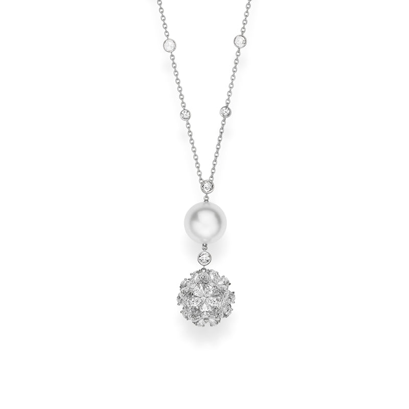 Carave Paris Pearl Sparkle Cluster Drop Necklace
