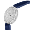 Carave Paris Perlée Diamond Round Watch with Blue Alligator Strap