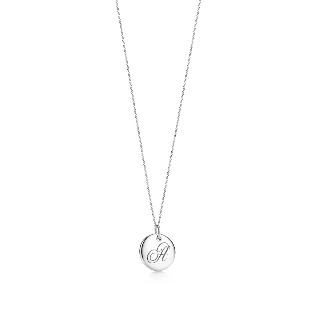 Carave Paris Script Initial Disc Silver Pendant Necklace