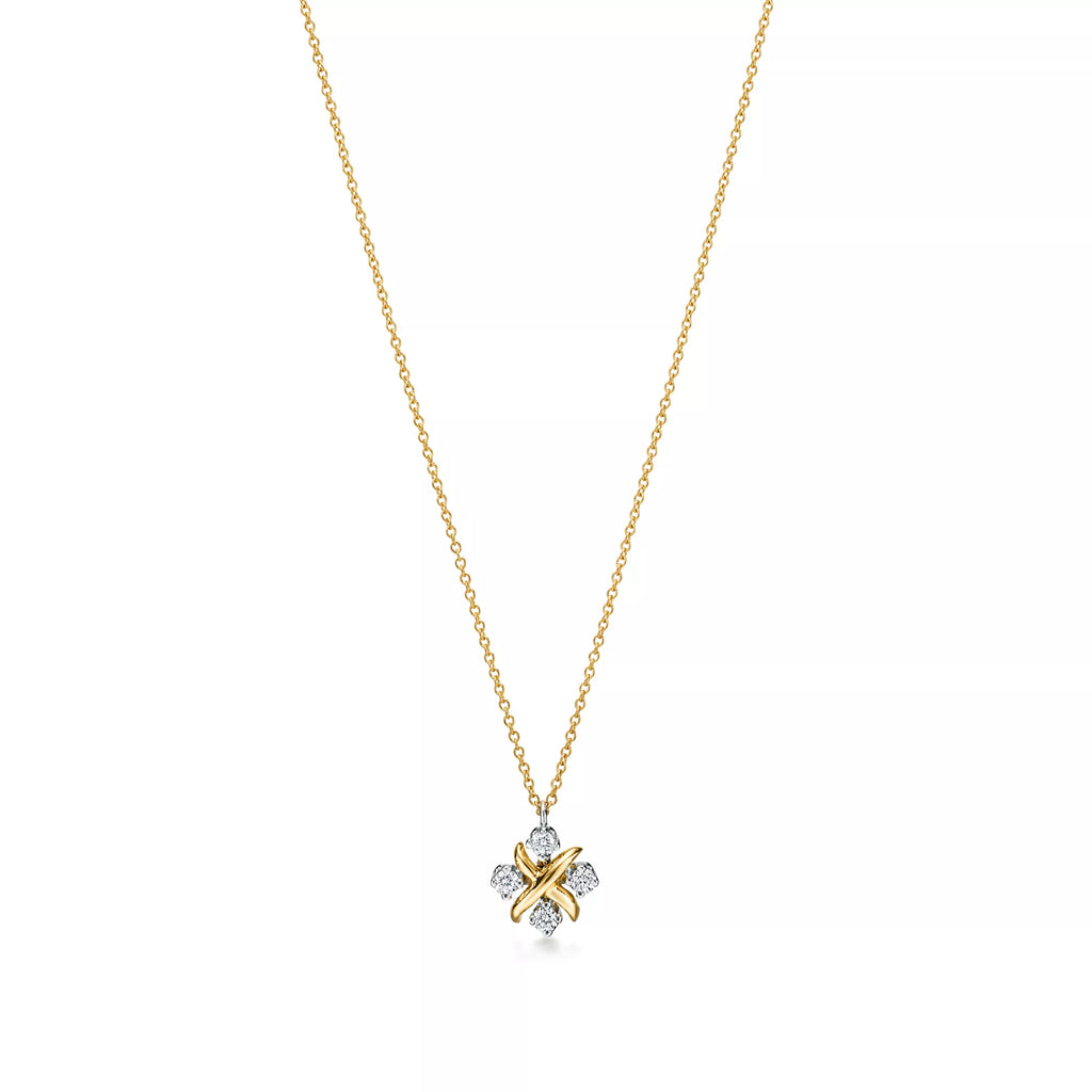 Carave Paris Blue Gemstone Floral Clover Pendant Necklace