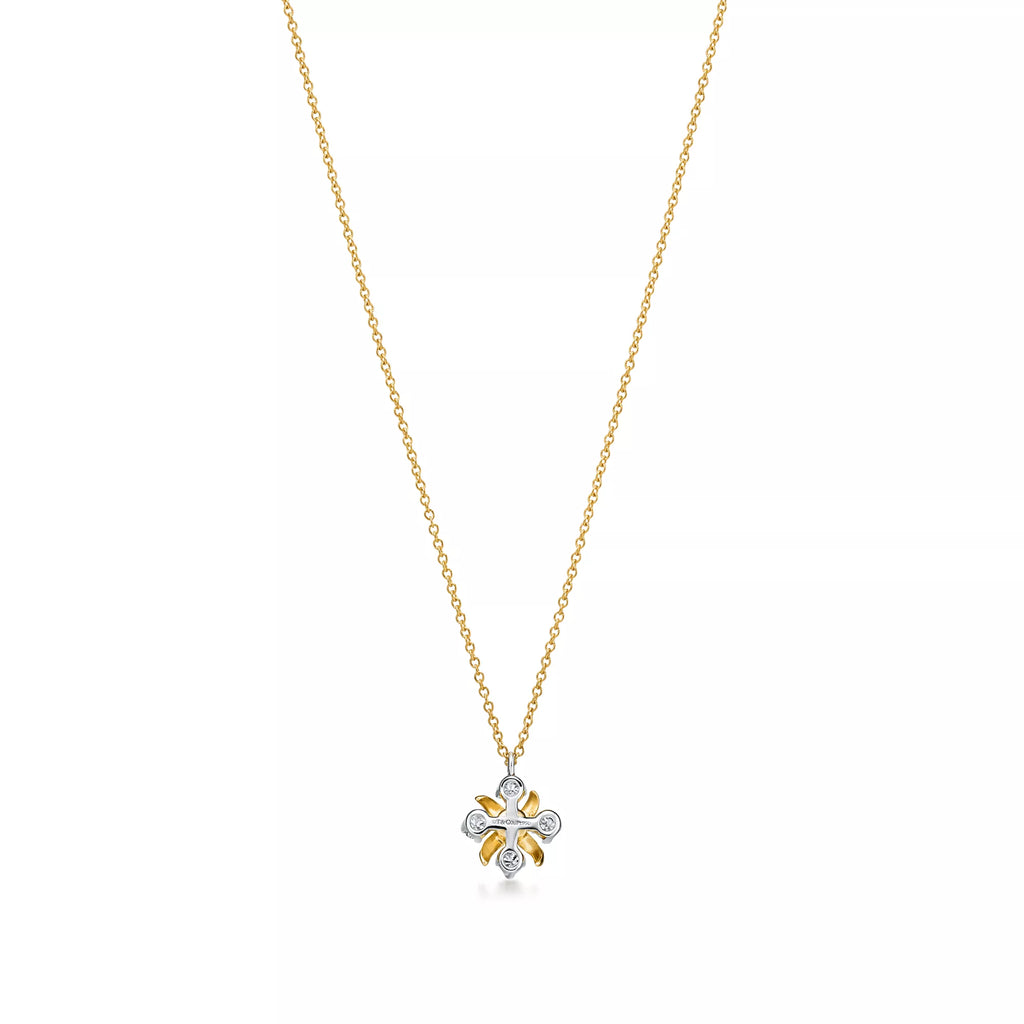 Carave Paris Blue Gemstone Floral Clover Pendant Necklace
