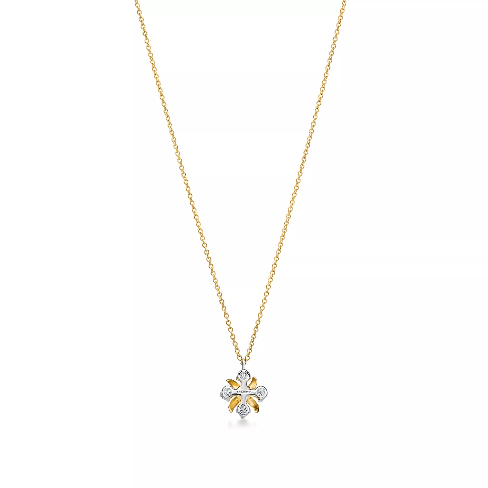 Carave Paris Blue Gemstone Floral Clover Pendant Necklace