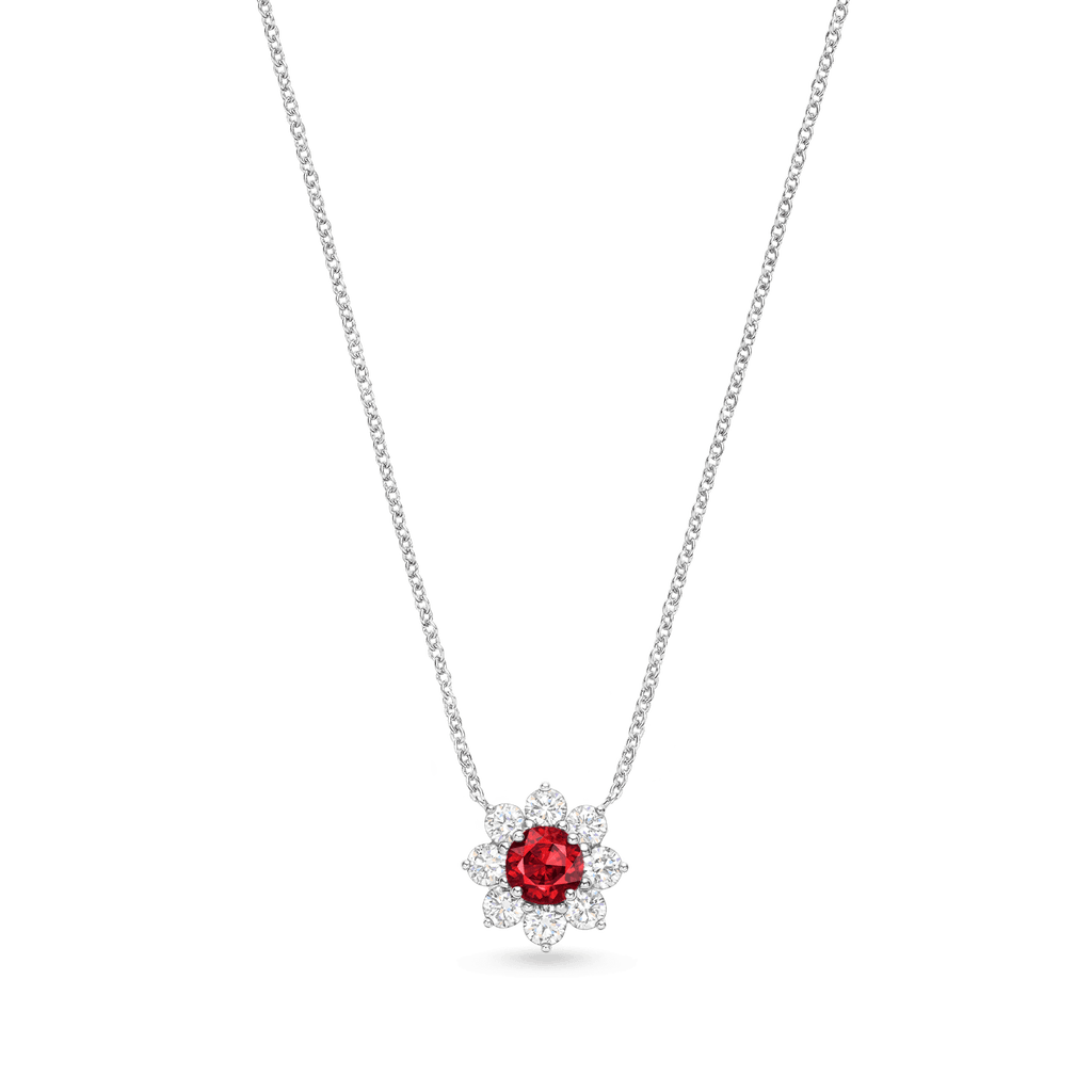 Carave Paris Petite Ruby Floral Diamond Pendant Necklace