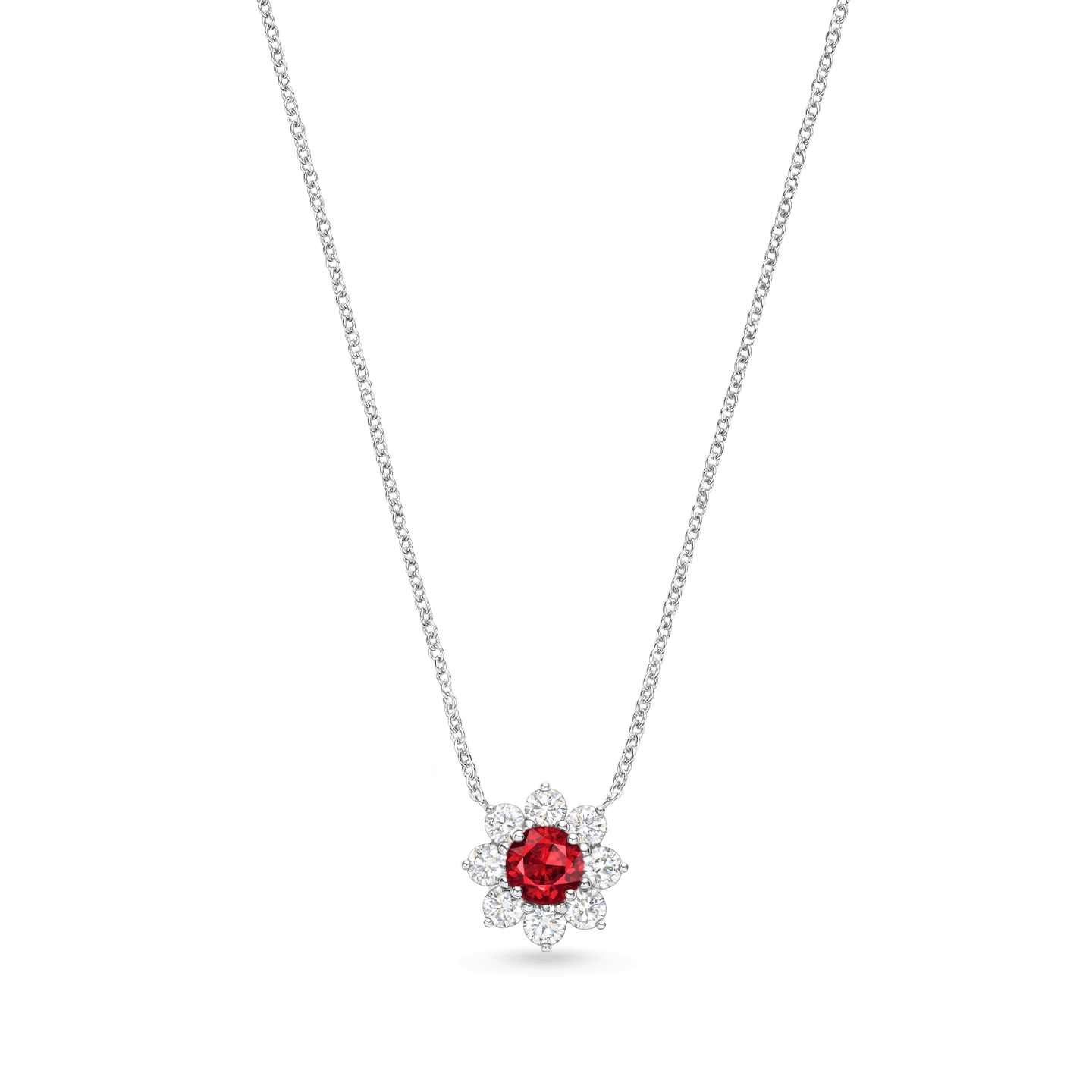 Carave Paris Petite Ruby Floral Diamond Pendant Necklace