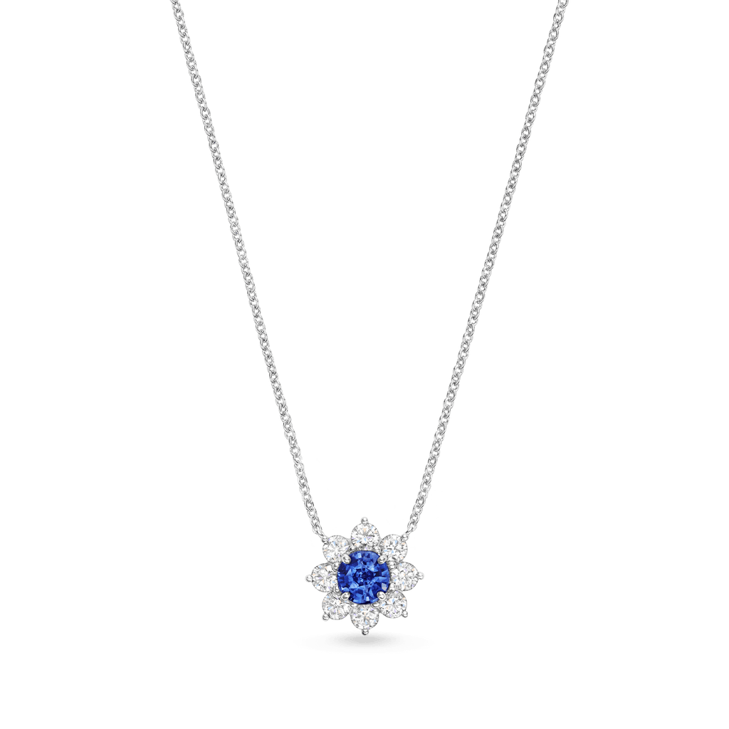 Carave Paris Petite Sapphire Floral Diamond Pendant Necklace
