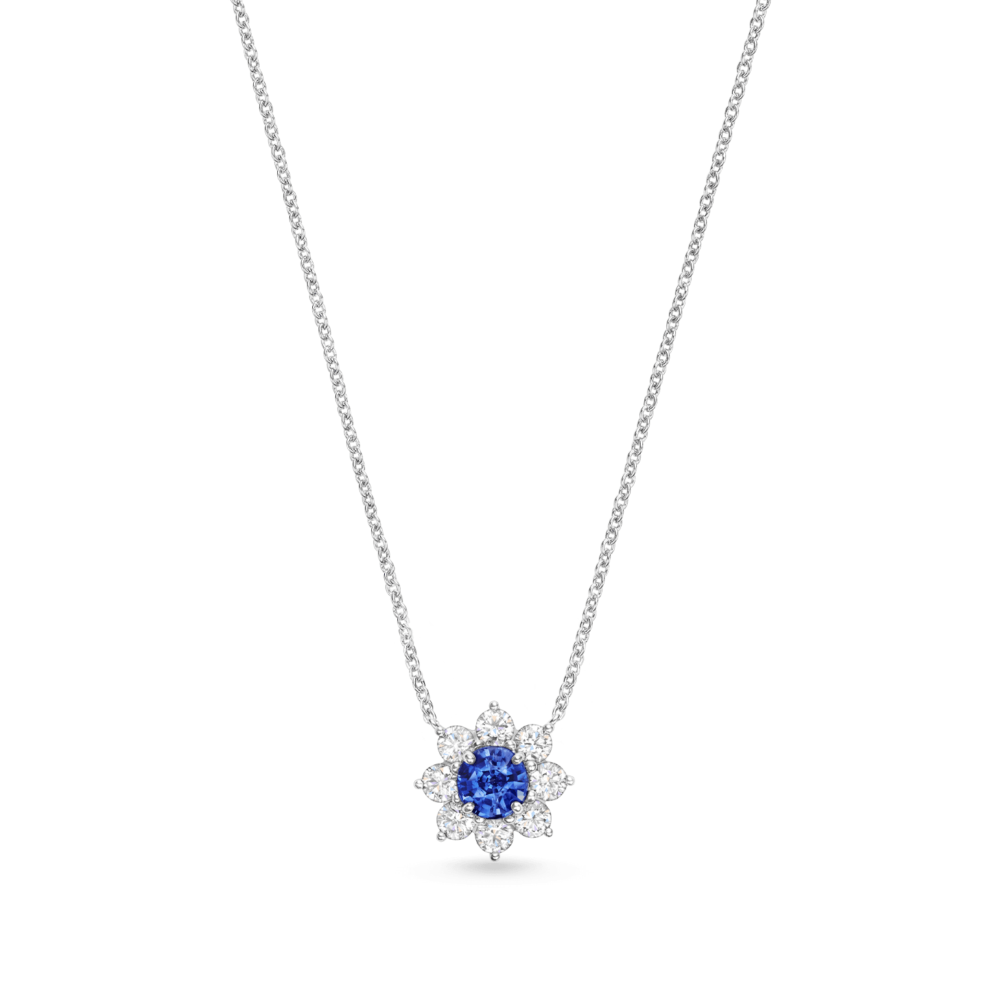 Carave Paris Petite Sapphire Floral Diamond Pendant Necklace