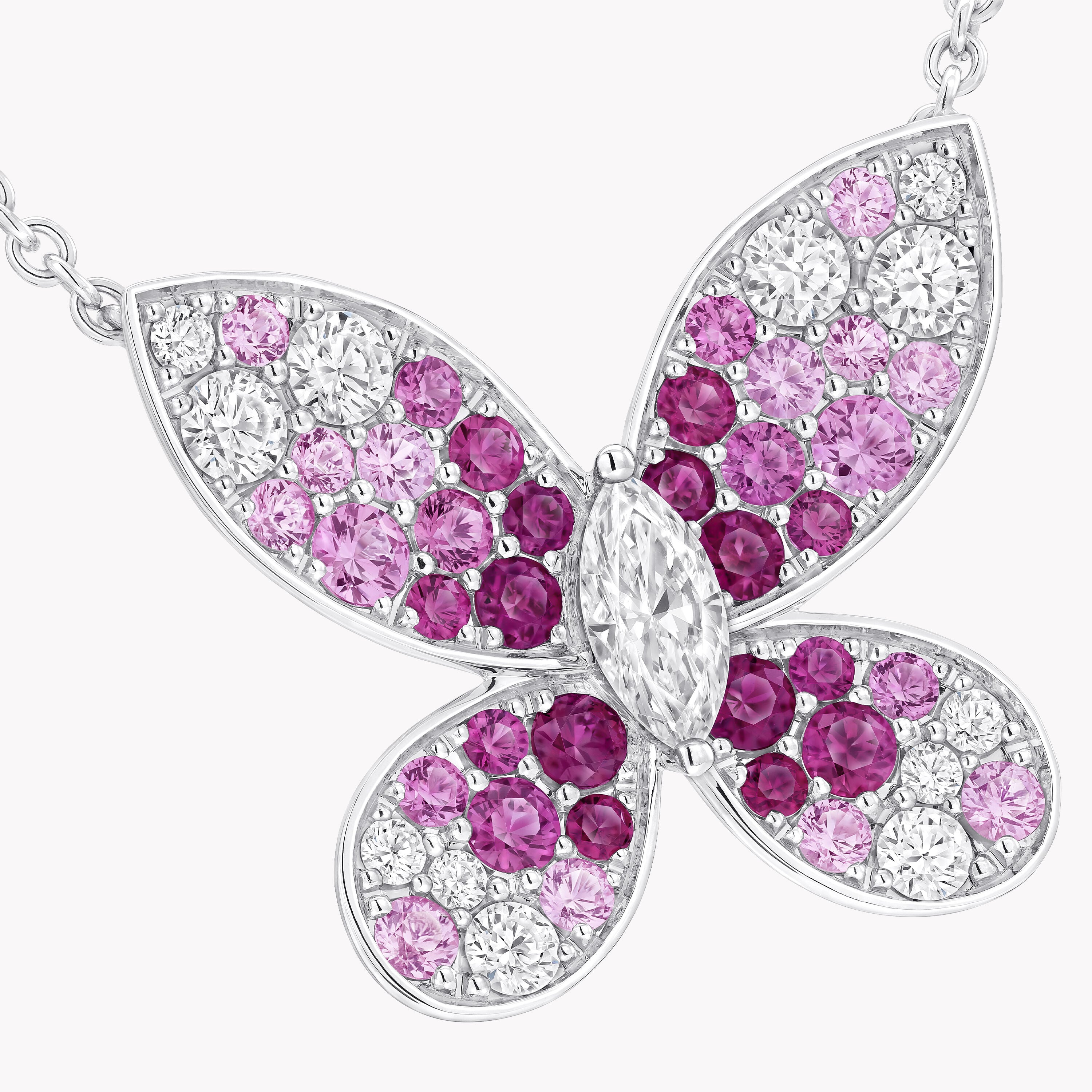 Carave Paris Pink Butterfly Diamond Pendant Necklace