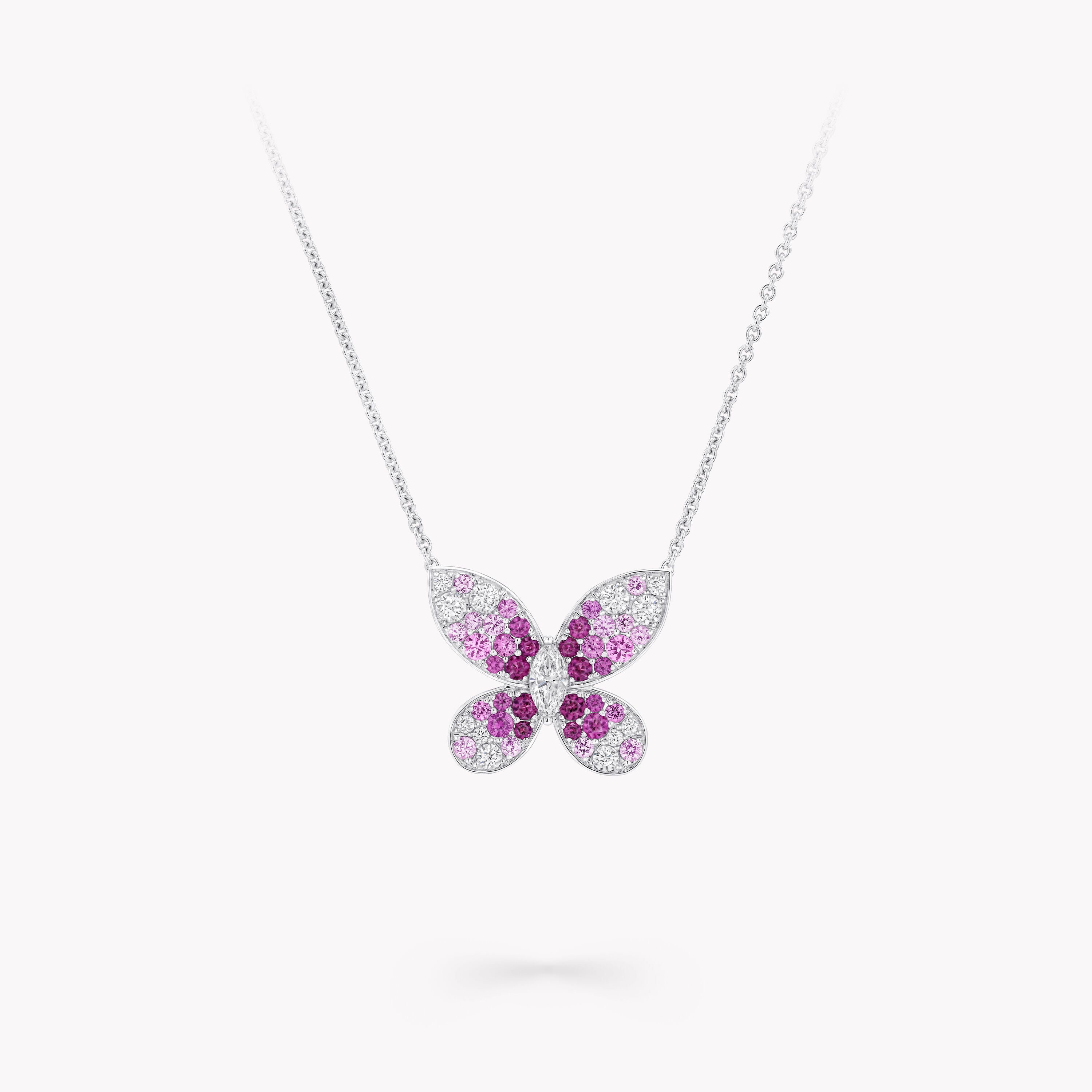 Carave Paris Pink Butterfly Diamond Pendant Necklace