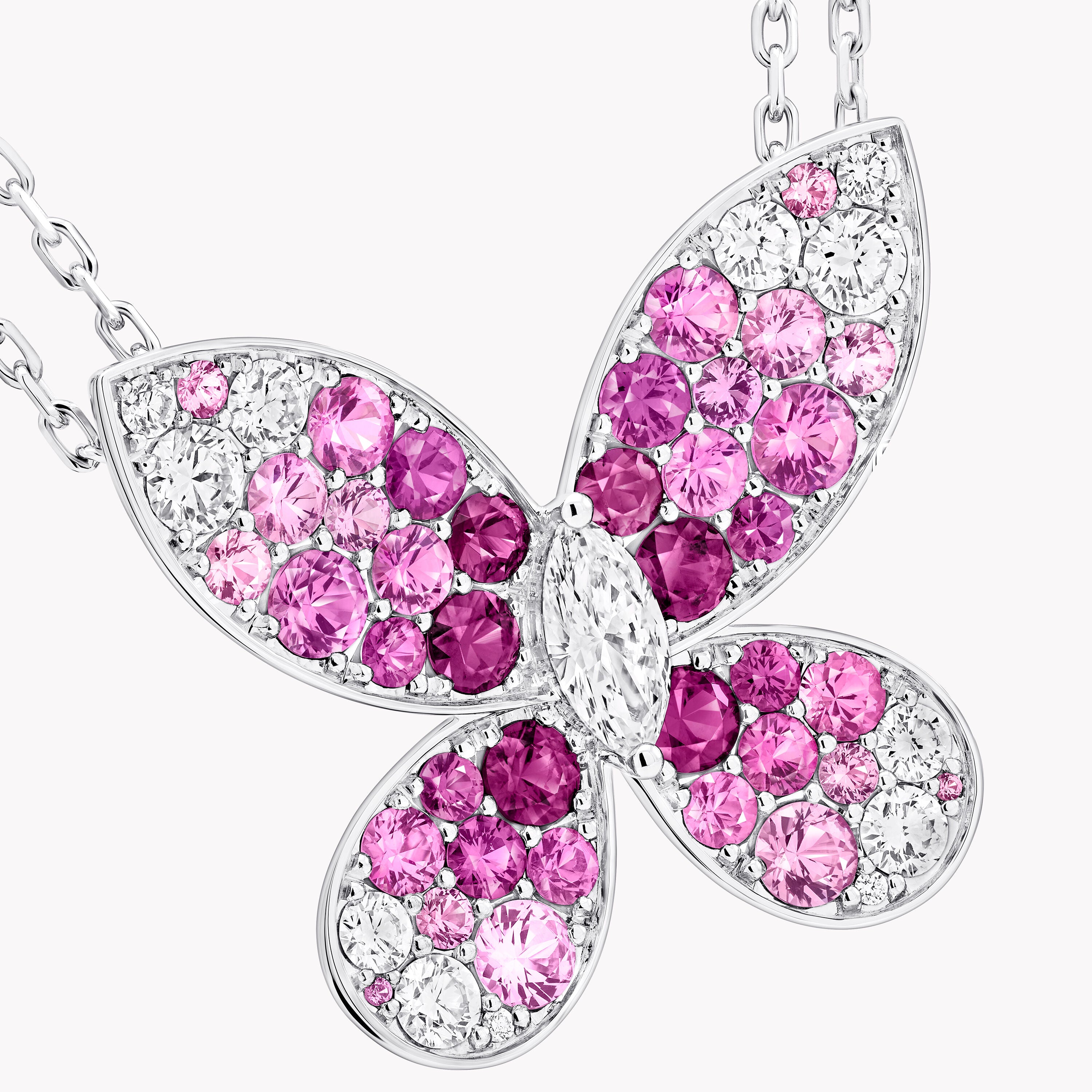 Carave Paris Pink Butterfly Diamond Pendant Necklace