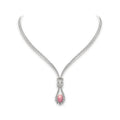 Carave Paris Pink Gem Drop Pendant Necklace