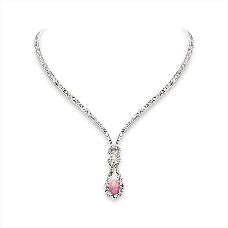 Carave Paris Pink Gem Drop Pendant Necklace