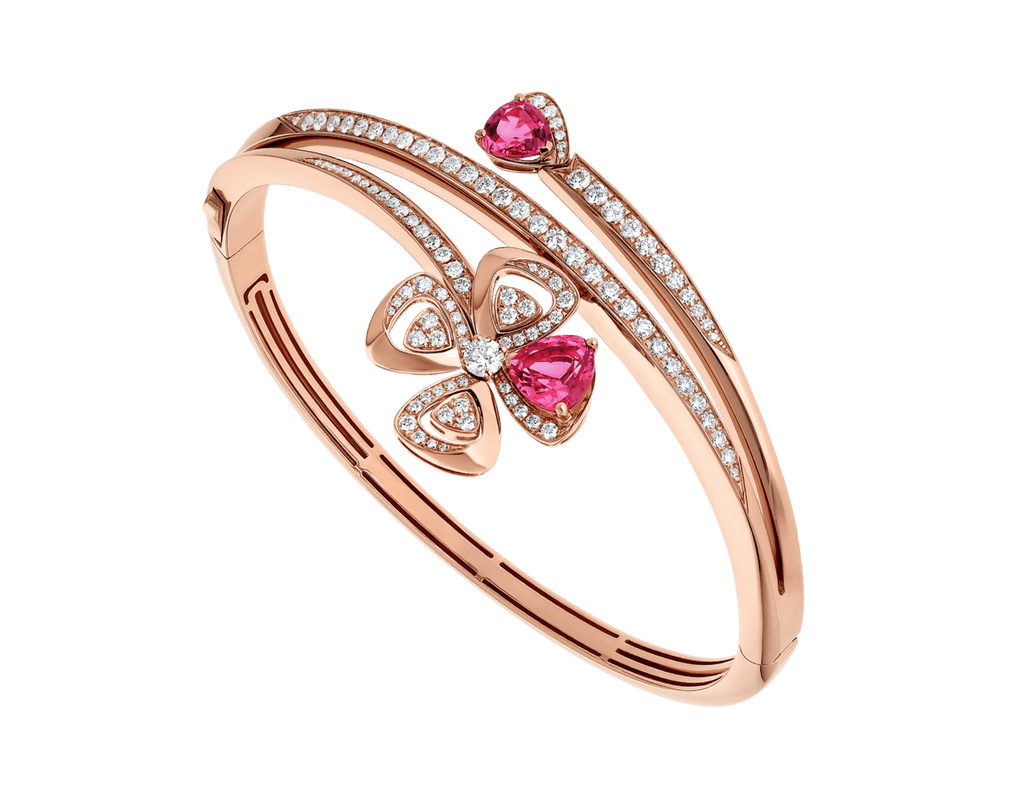 Carave Paris Pink Gemstone Floral Wrap Bangle