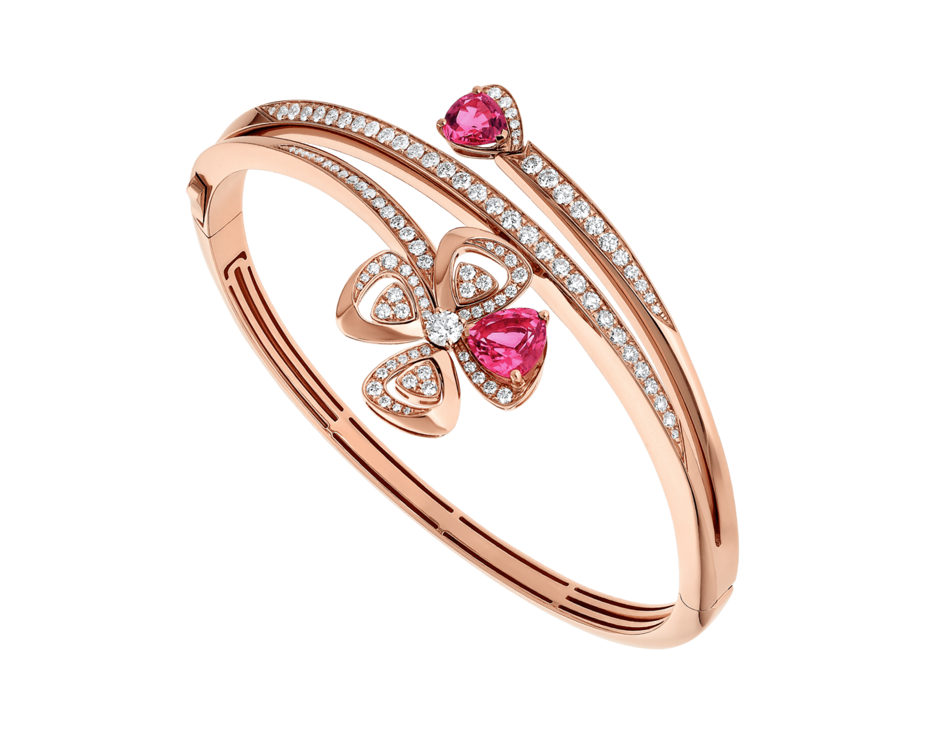 Carave Paris Pink Gemstone Floral Wrap Bangle