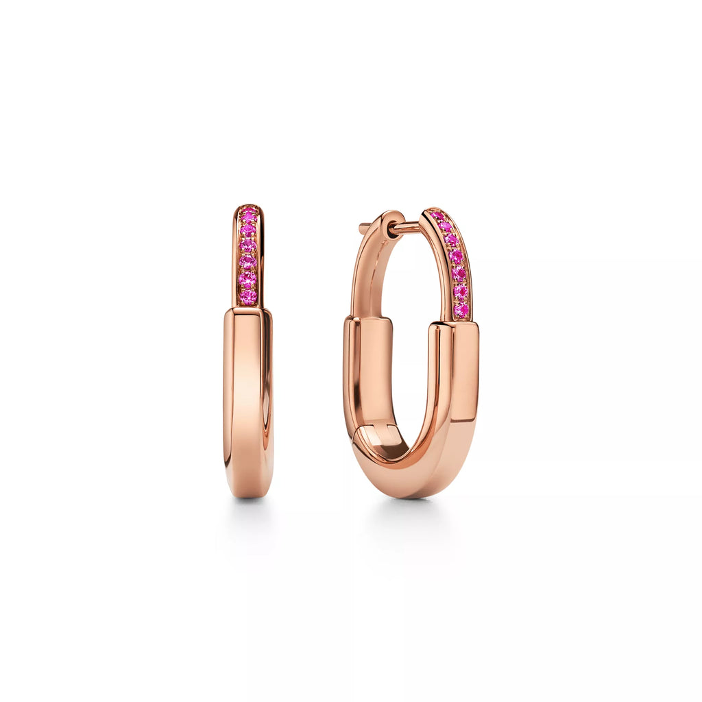 Carave Paris Pink Sapphire Oval Hoop Earring