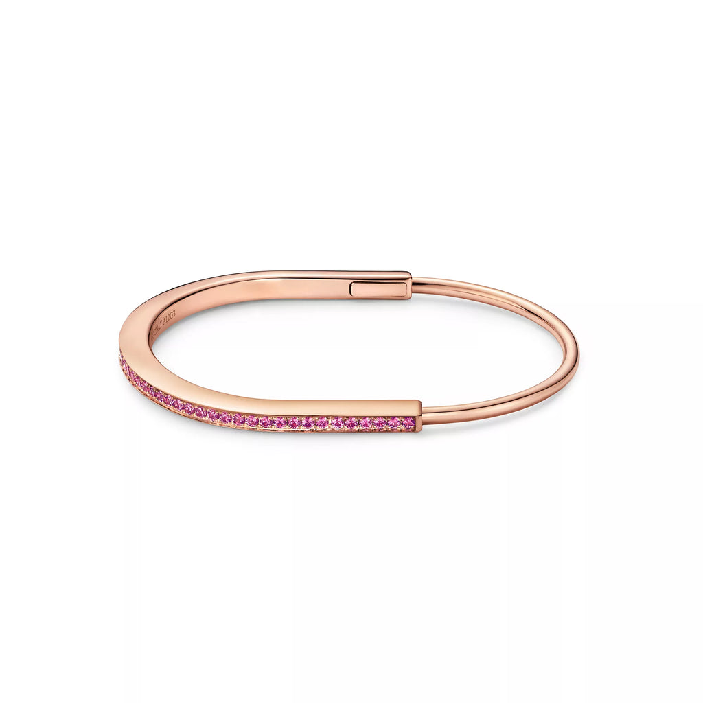 Carave Paris Pink Sapphire Rose Gold Open Hinged Bangle for Women