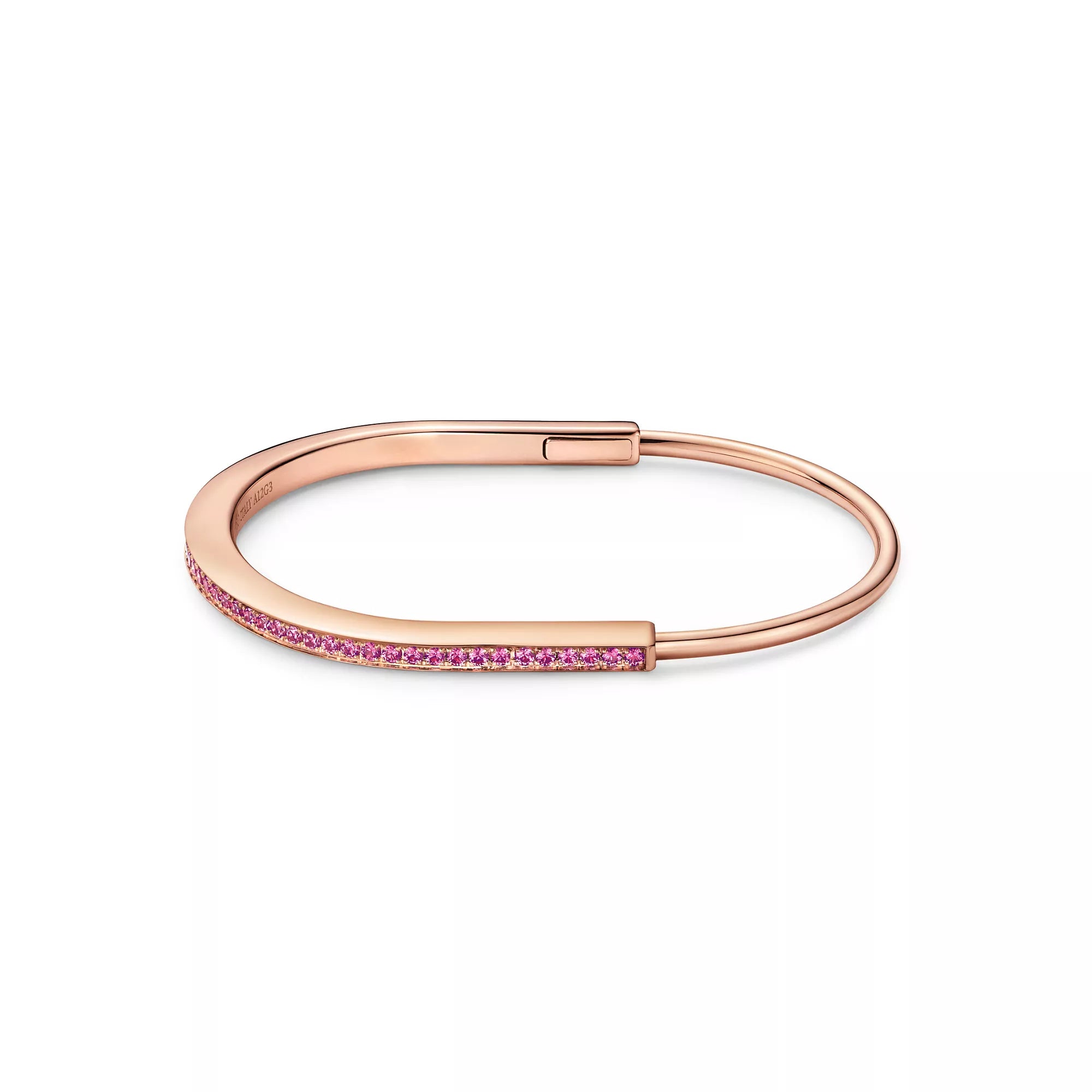 Carave Paris Pink Sapphire Rose Gold Open Hinged Bangle for Women