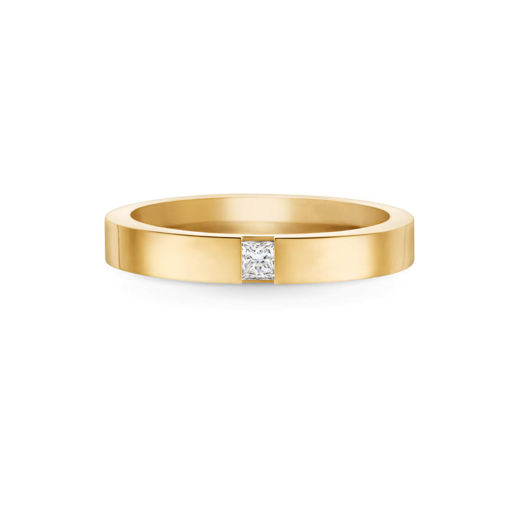 Carave Paris Princess Cut Single Diamond Wedding Band Rose Gold