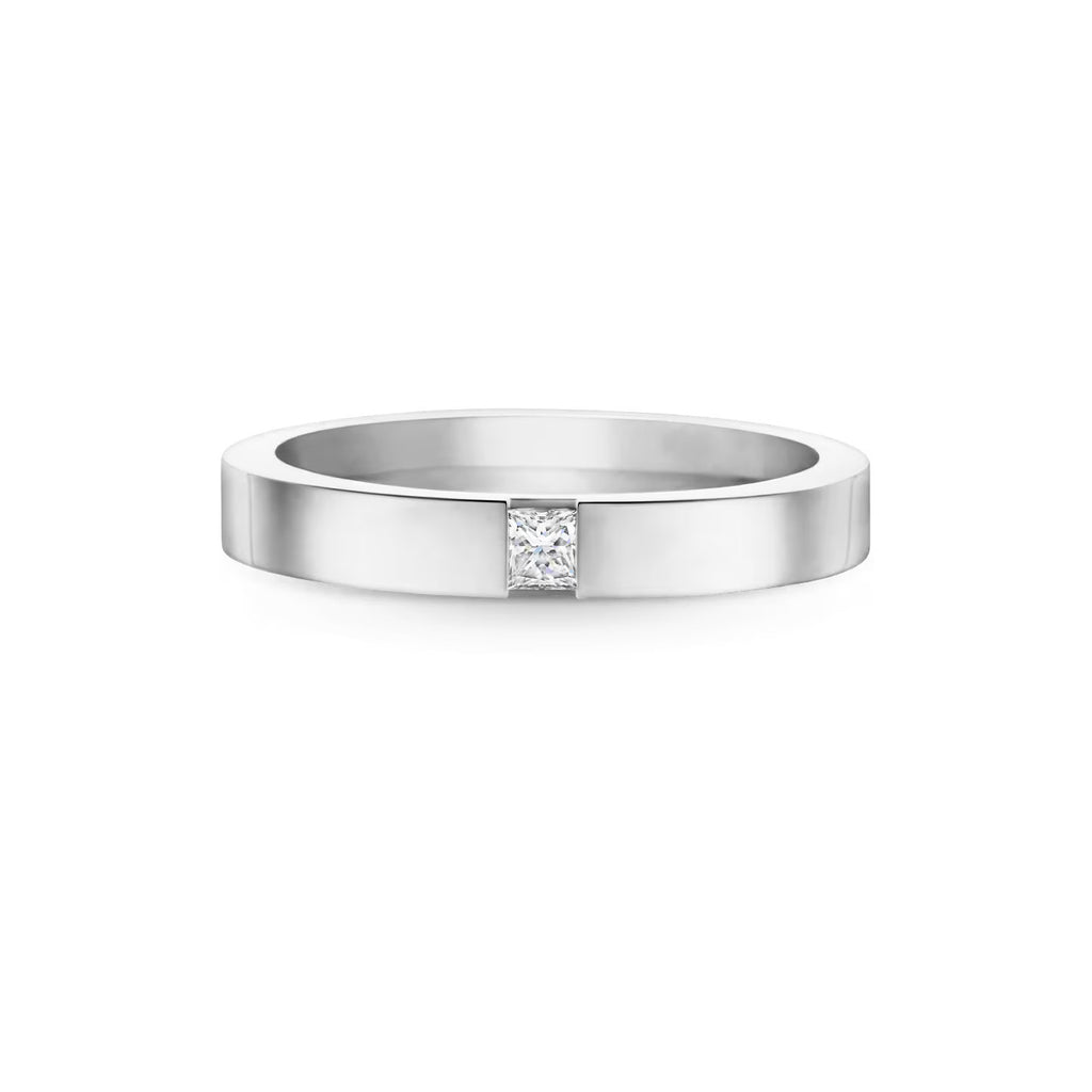 Carave Paris Princess Cut Single Diamond Wedding Band Rose Gold