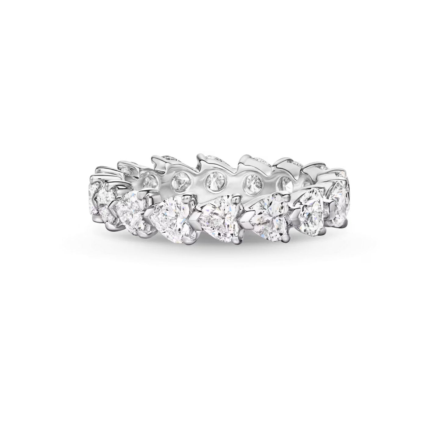 Carave Paris Prong Set Heart Shaped Diamond Eternity Wedding Band