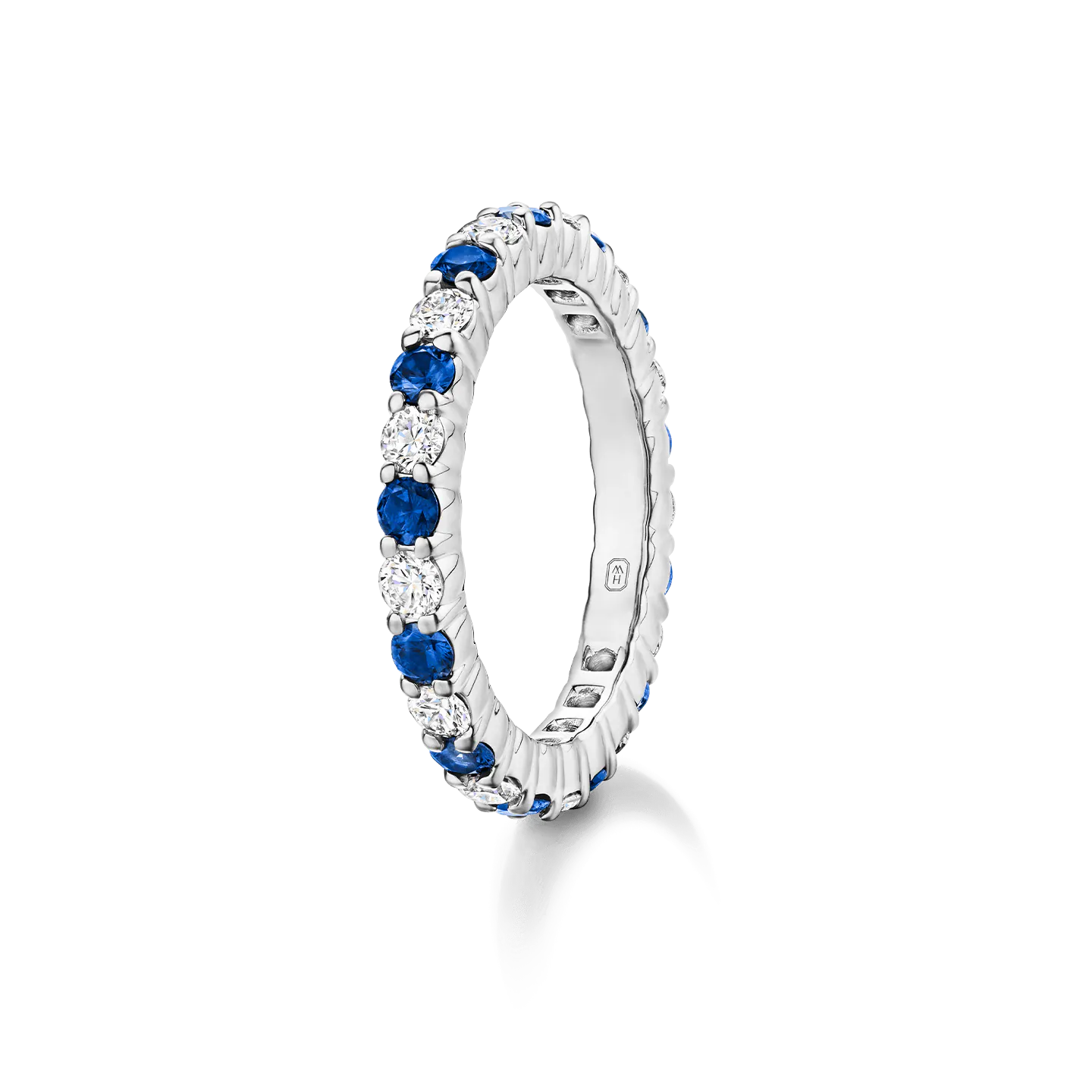 Carave Paris Prong Set Round Brilliant Sapphire and Diamond Eternity Wedding Band
