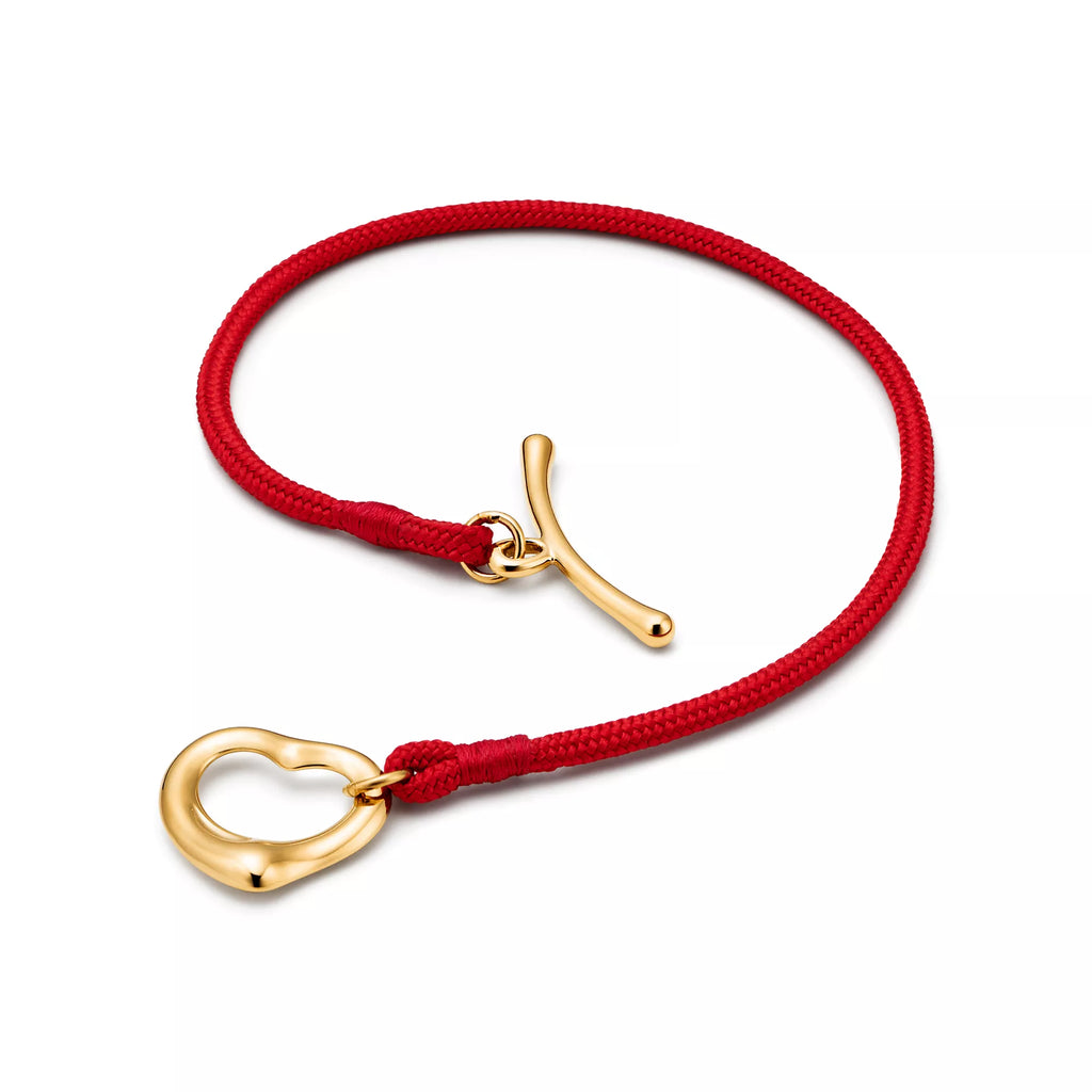 Carave Paris Red Cord Open Heart Gold Bracelet for Women