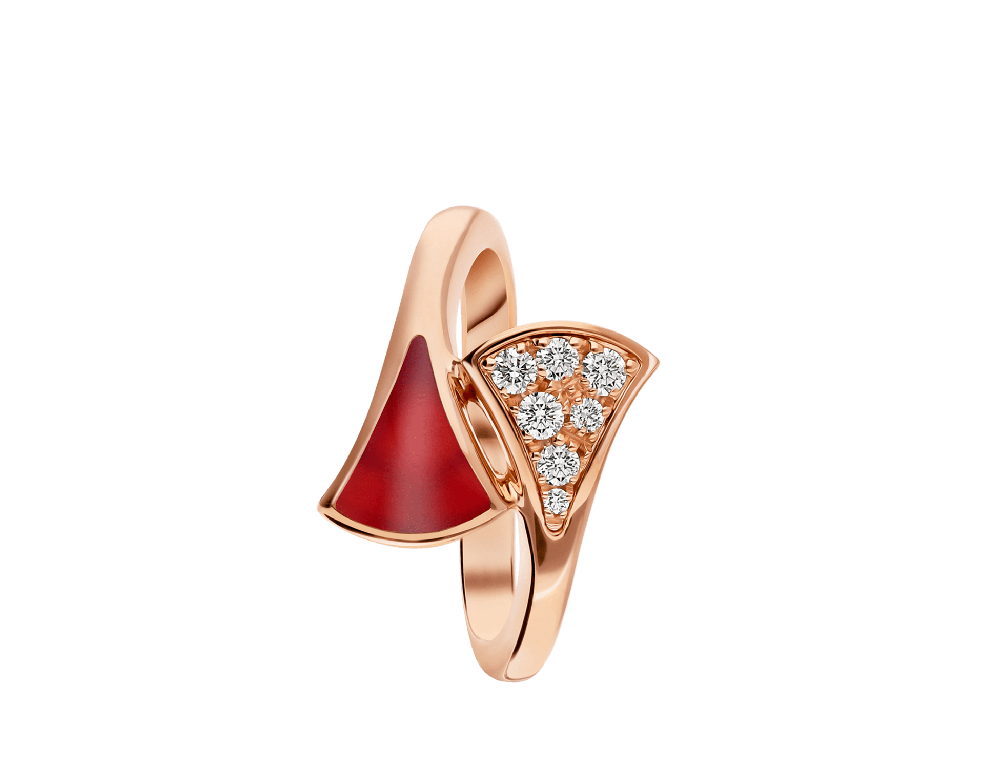 Carave Paris Red Enamel Fan Motif Open Ring