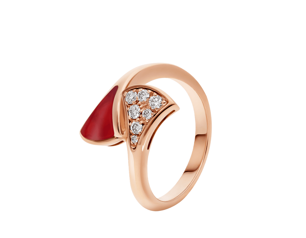 Carave Paris Red Enamel Fan Motif Open Ring