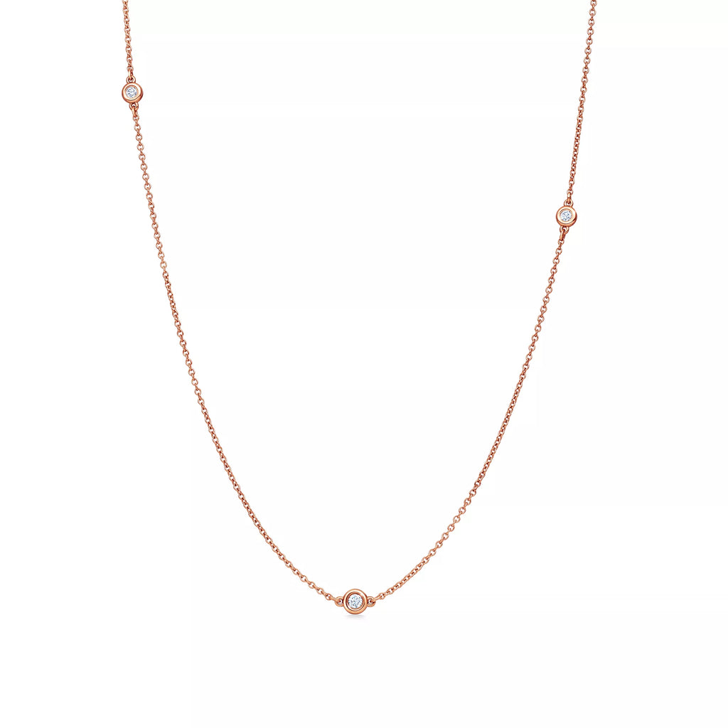 Carave Paris Bezel Set Triple Station Necklace in Rose Gold