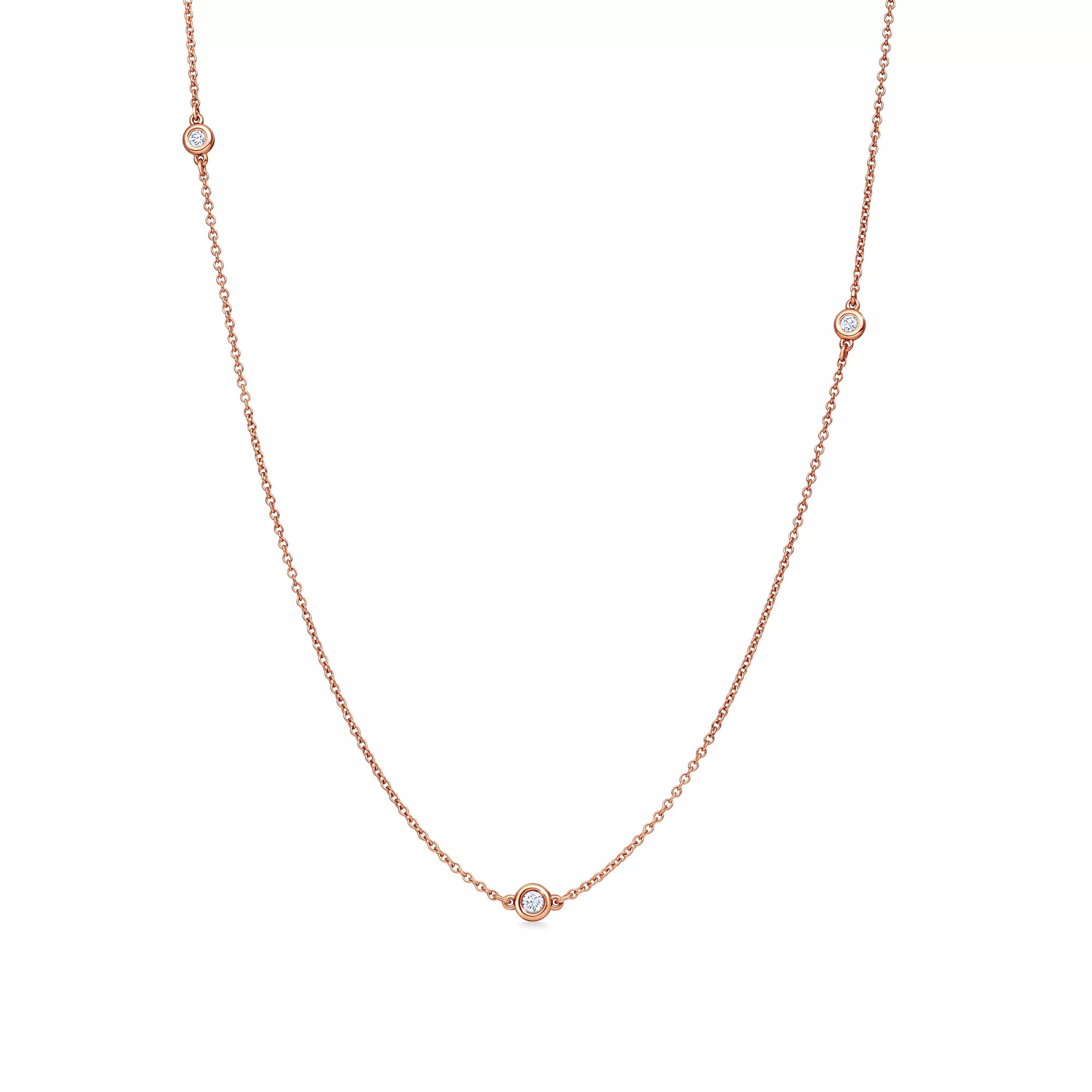 Carave Paris Bezel Set Triple Station Necklace in Rose Gold