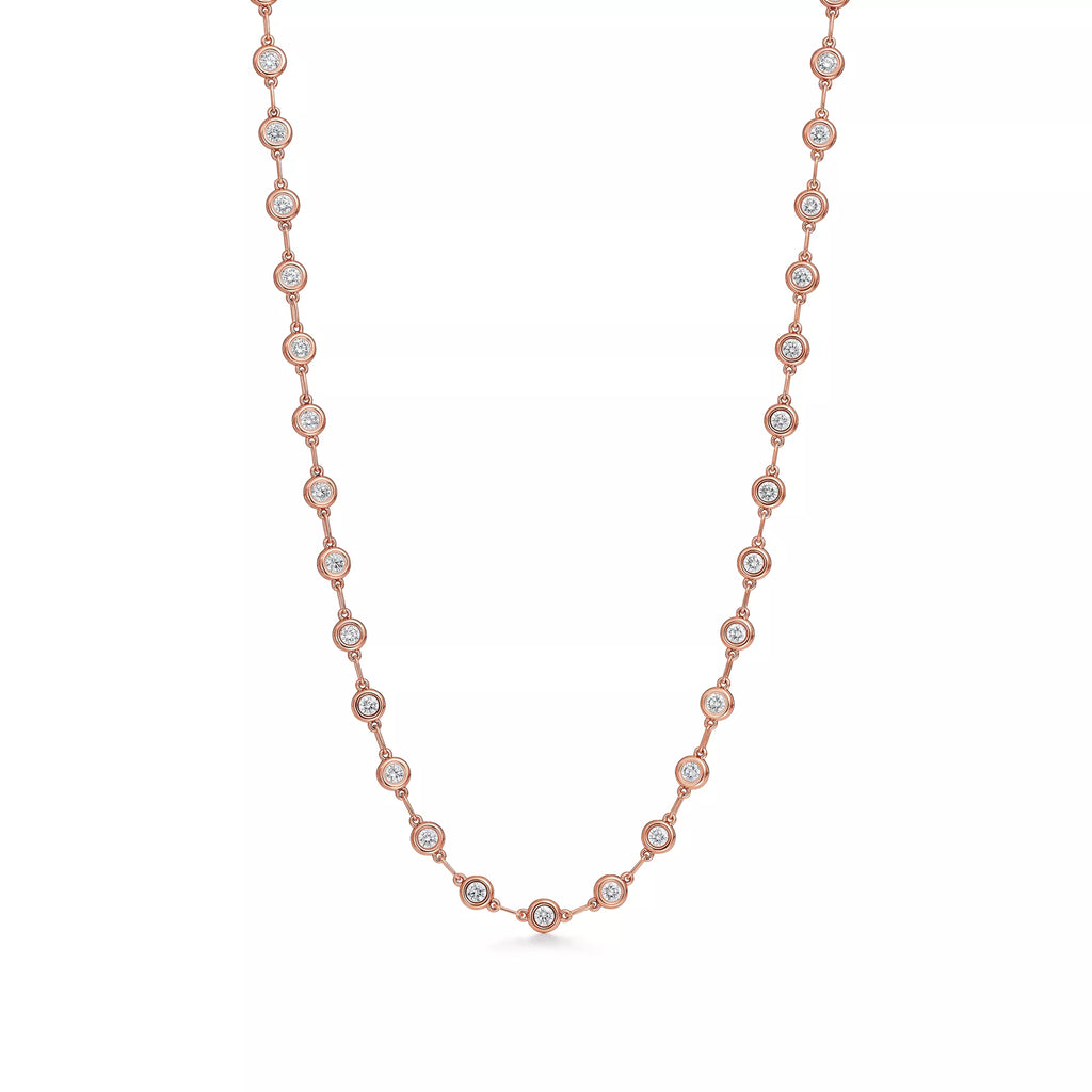 Carave Paris Rose Gold Bezel Station Diamond Necklace