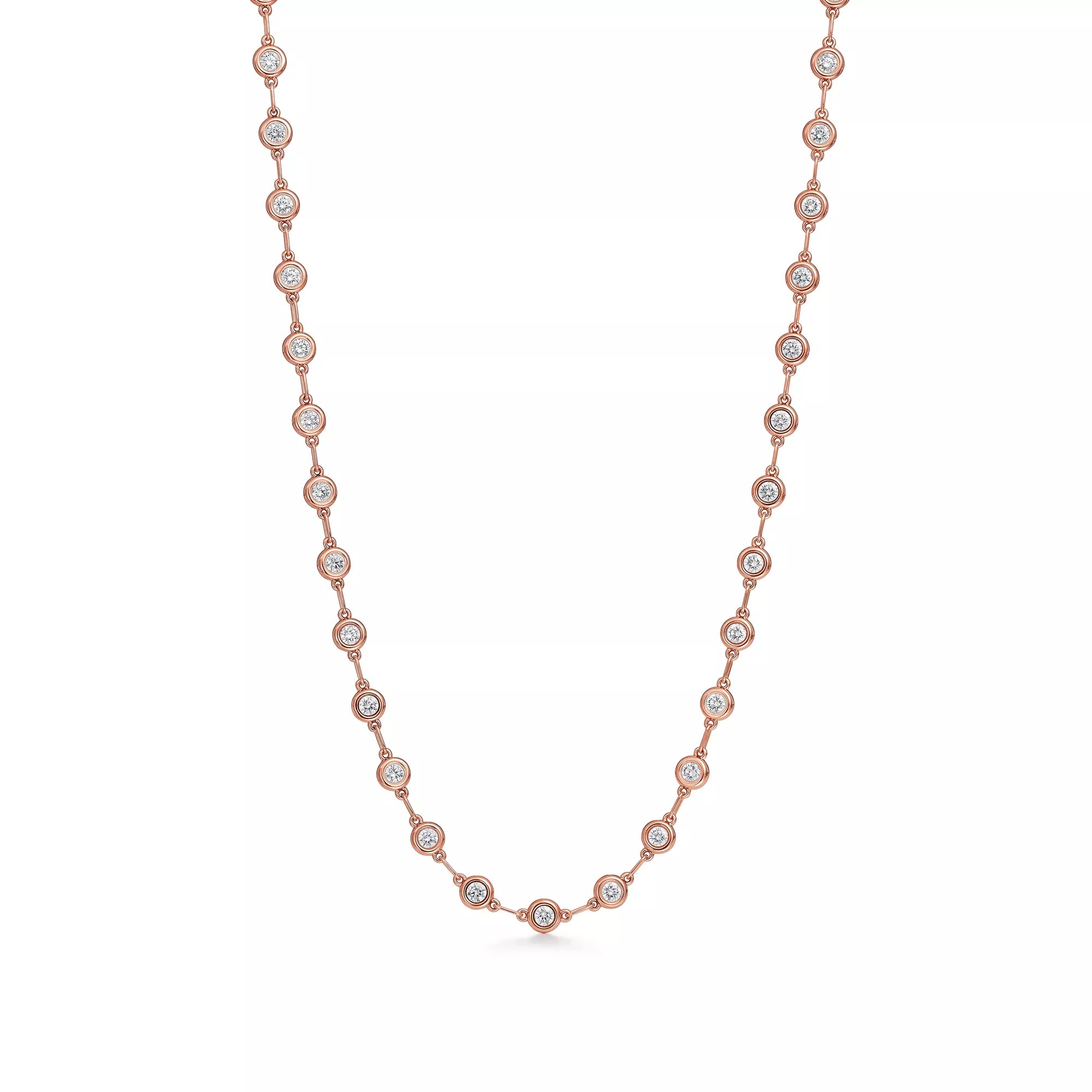 Carave Paris Rose Gold Bezel Station Diamond Necklace