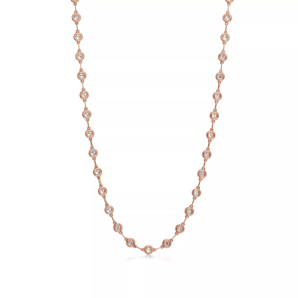 Carave Paris Rose Gold Bezel Station Diamond Necklace