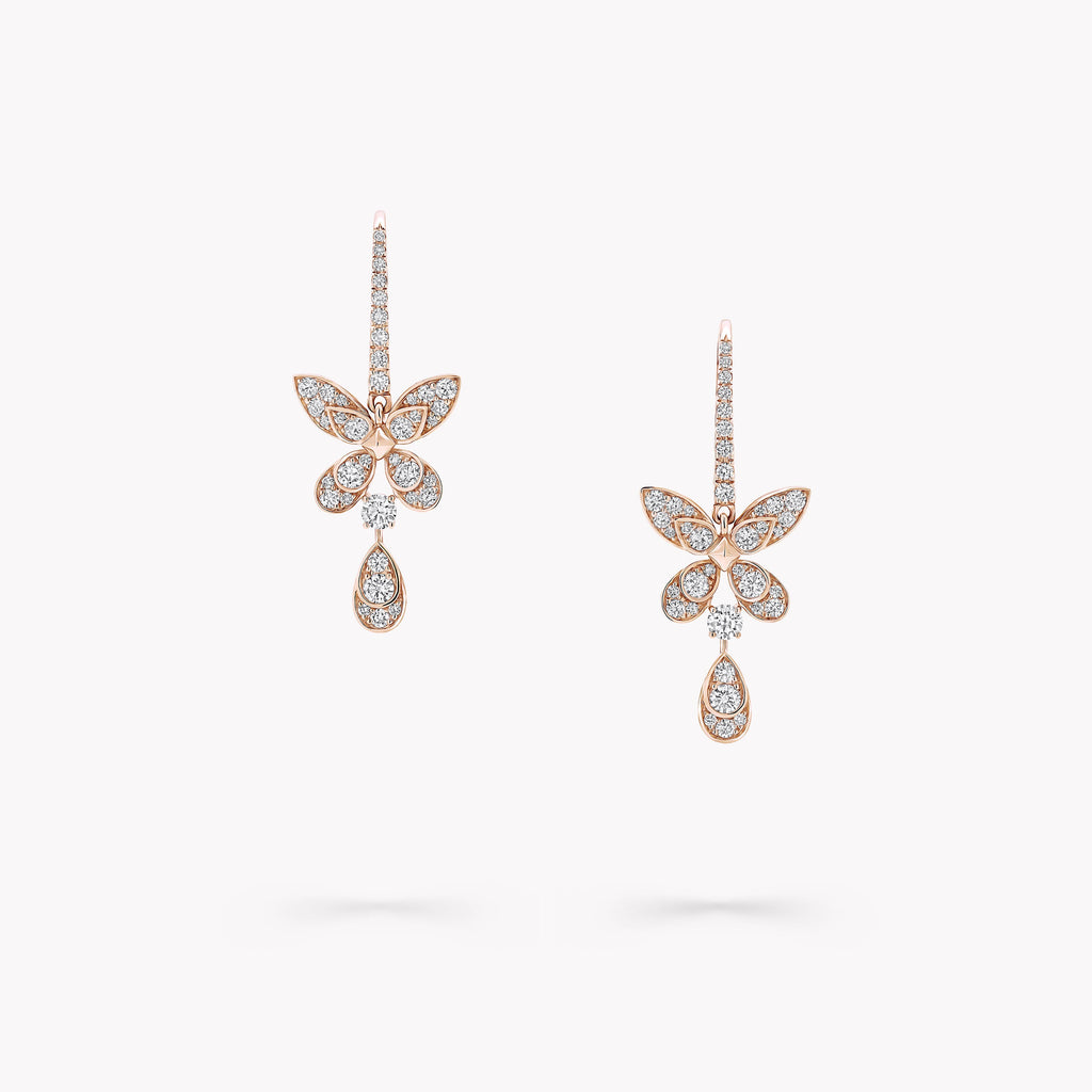 Carave Paris Rose Gold Butterfly Drop Earrings