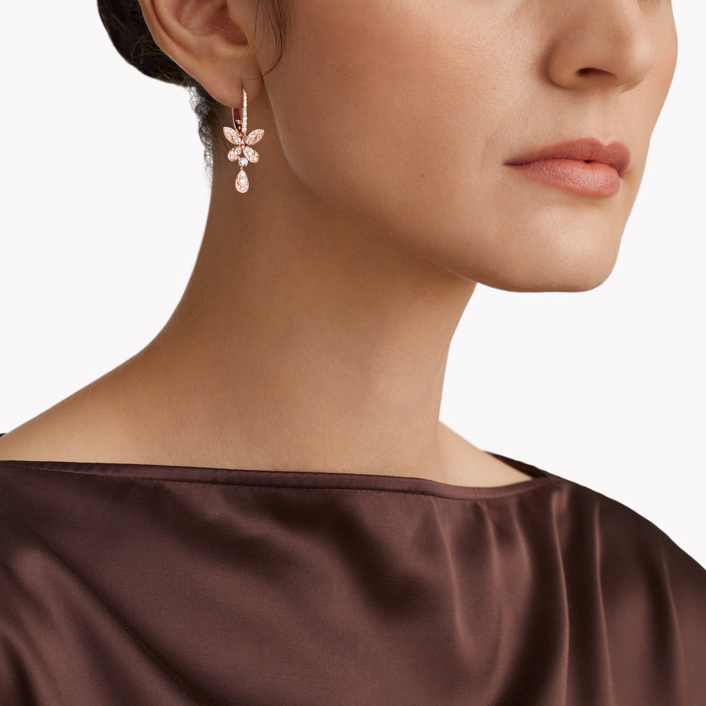 Carave Paris Rose Gold Butterfly Drop Earrings