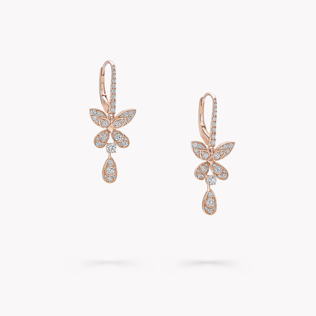 Carave Paris Rose Gold Butterfly Drop Earrings