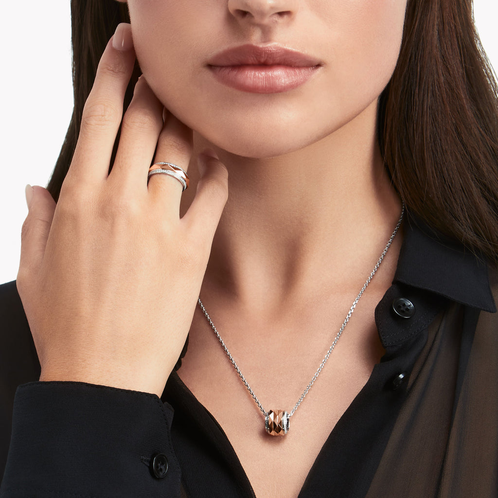 Carave Paris Rose Gold Geometric Cylinder Pendant Necklace
