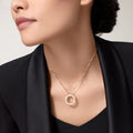 Carave Paris Rose Gold Love Circle Pendant Necklace with Bezel Accent