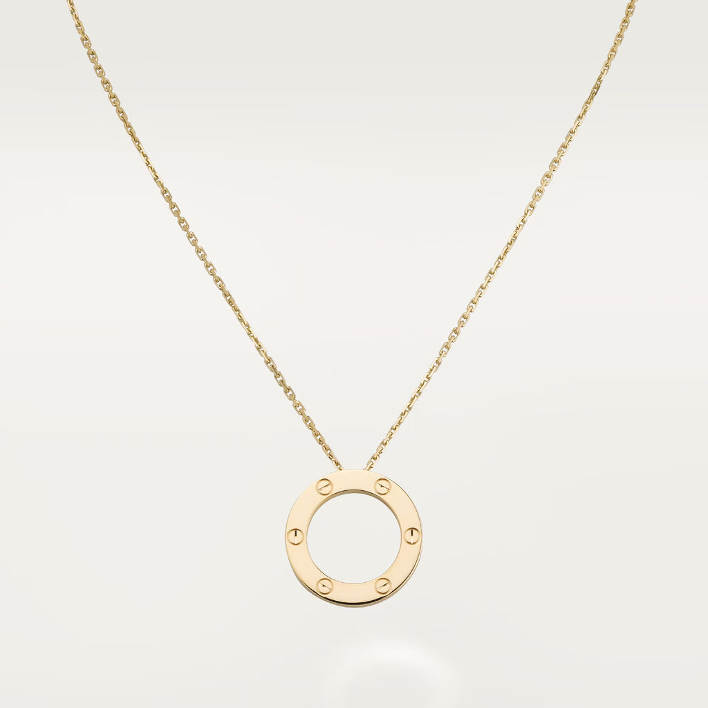 Carave Paris Rose Gold Love Circle Pendant Necklace with Bezel Accent