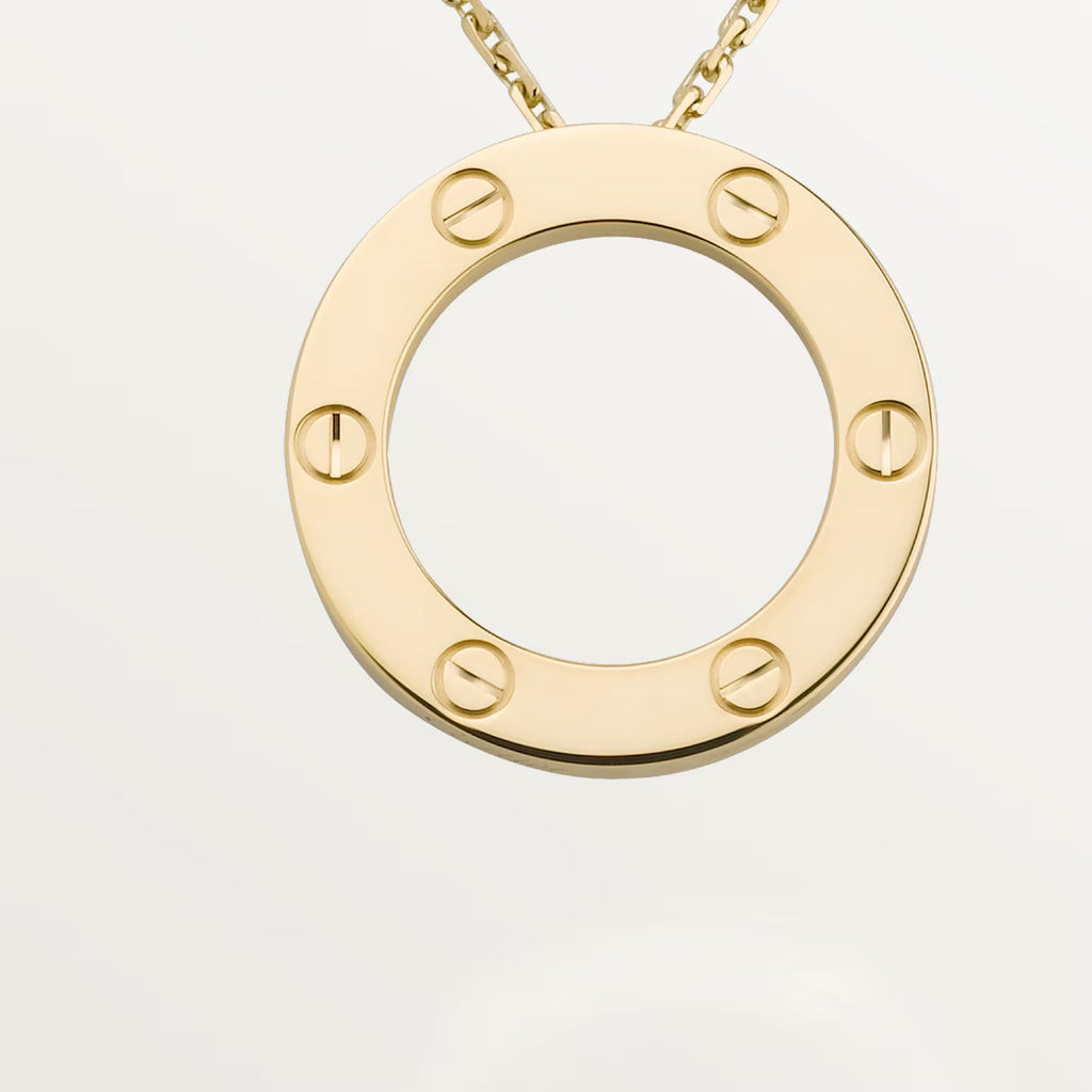Carave Paris Rose Gold Love Circle Pendant Necklace with Bezel Accent