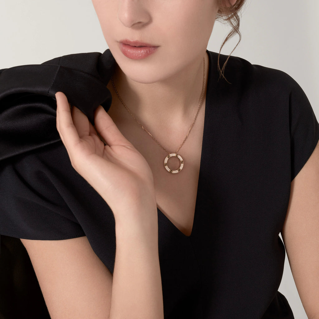 Carave Paris Rose Gold Love Circle Pendant Necklace