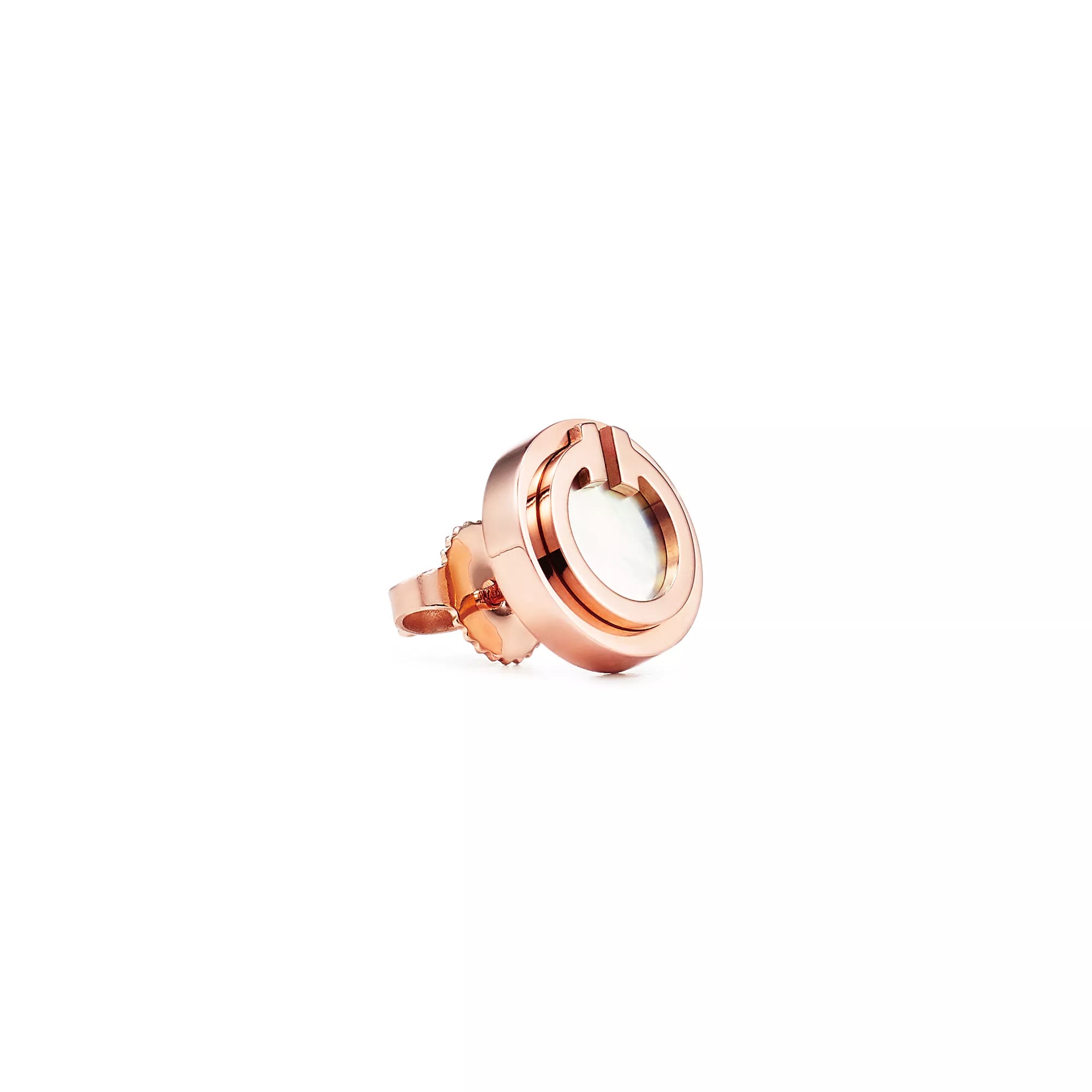 Carave Paris Rose Gold Mother of Pearl Circle Stud Earrings