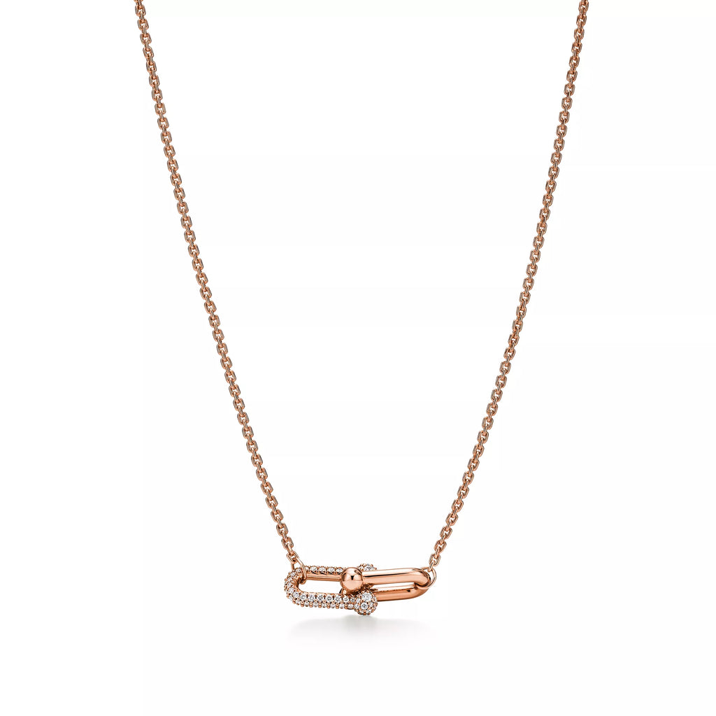 Carave Paris Rose Gold Pavé Paperclip Pendant Necklace