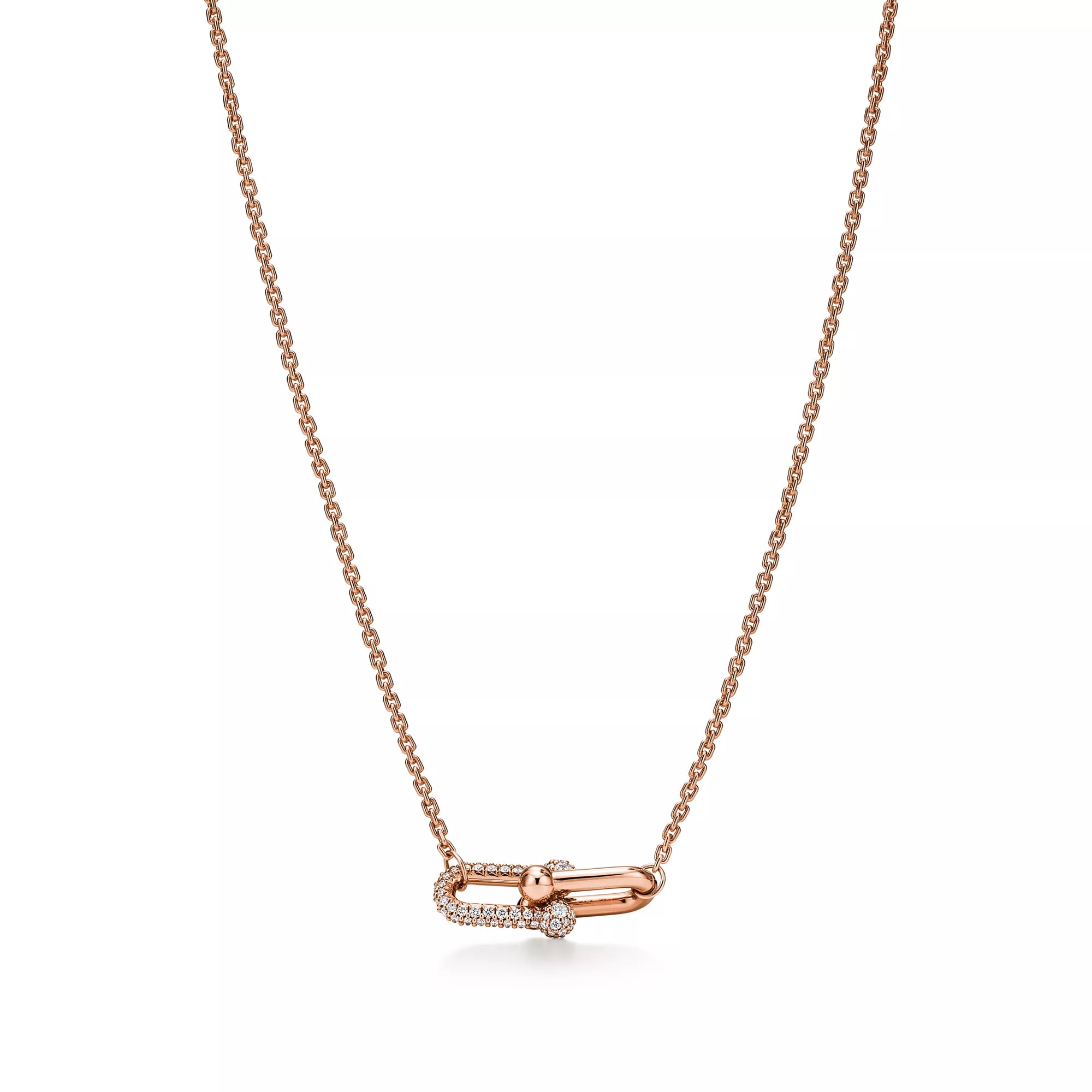 Carave Paris Rose Gold Pavé Paperclip Pendant Necklace