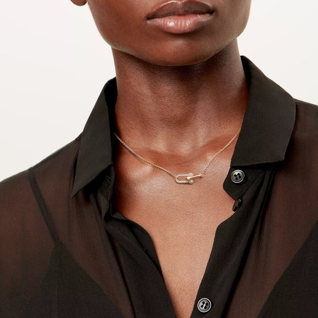 Carave Paris Rose Gold Pavé Paperclip Pendant Necklace