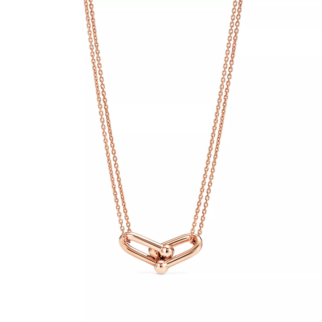 Carave Paris Double Chain Heart Link Necklace in Gold