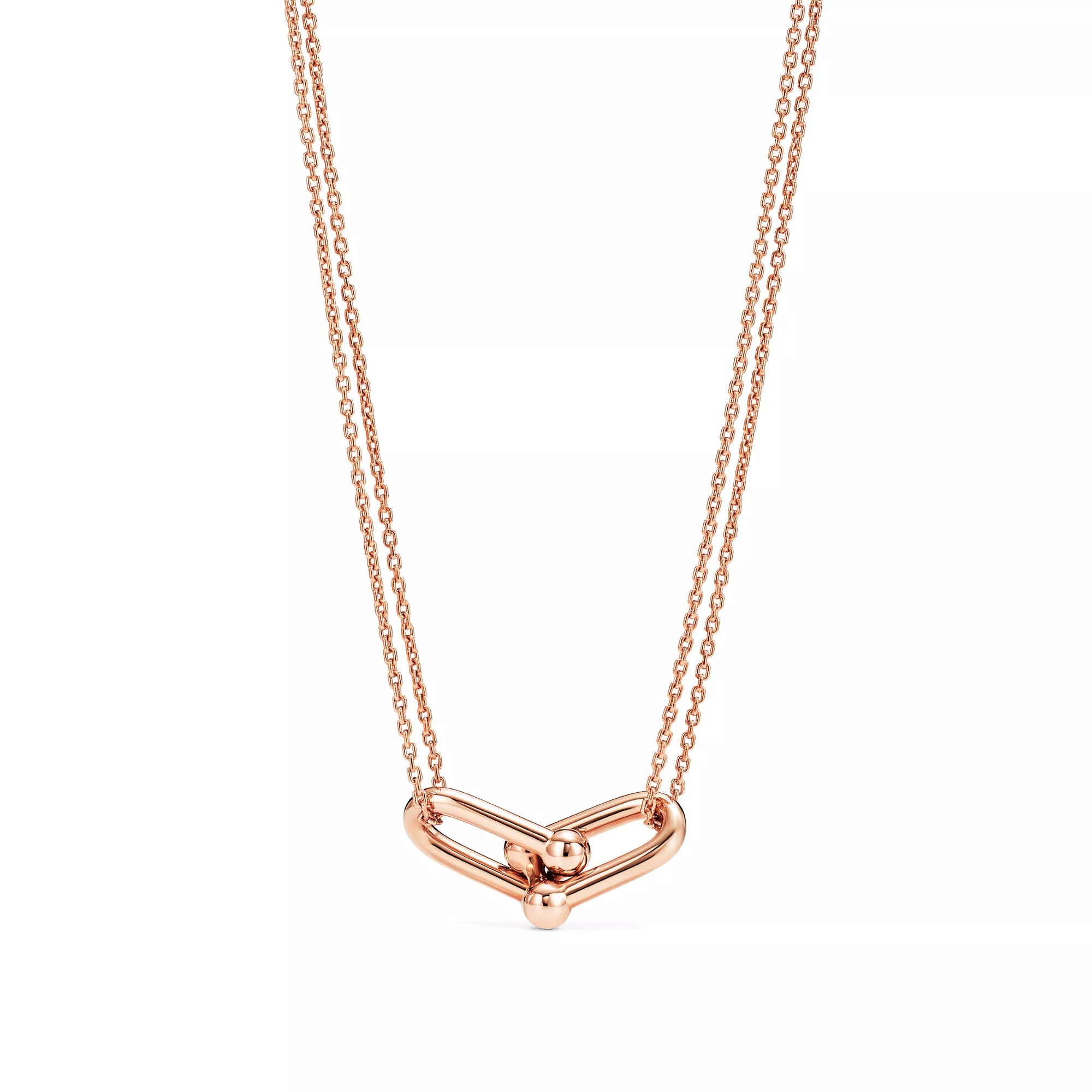 Carave Paris Double Chain Heart Link Necklace in Gold