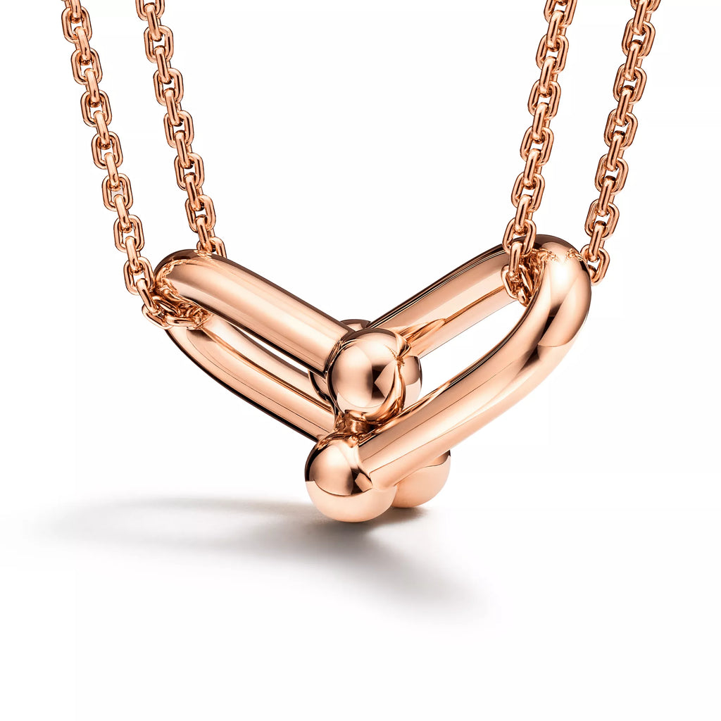 Carave Paris Double Chain Heart Link Necklace in Gold