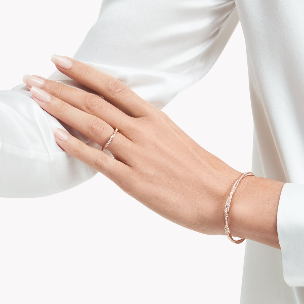 Carave Paris Rose Gold Twisted Pavé Diamond Eternity Band Ring
