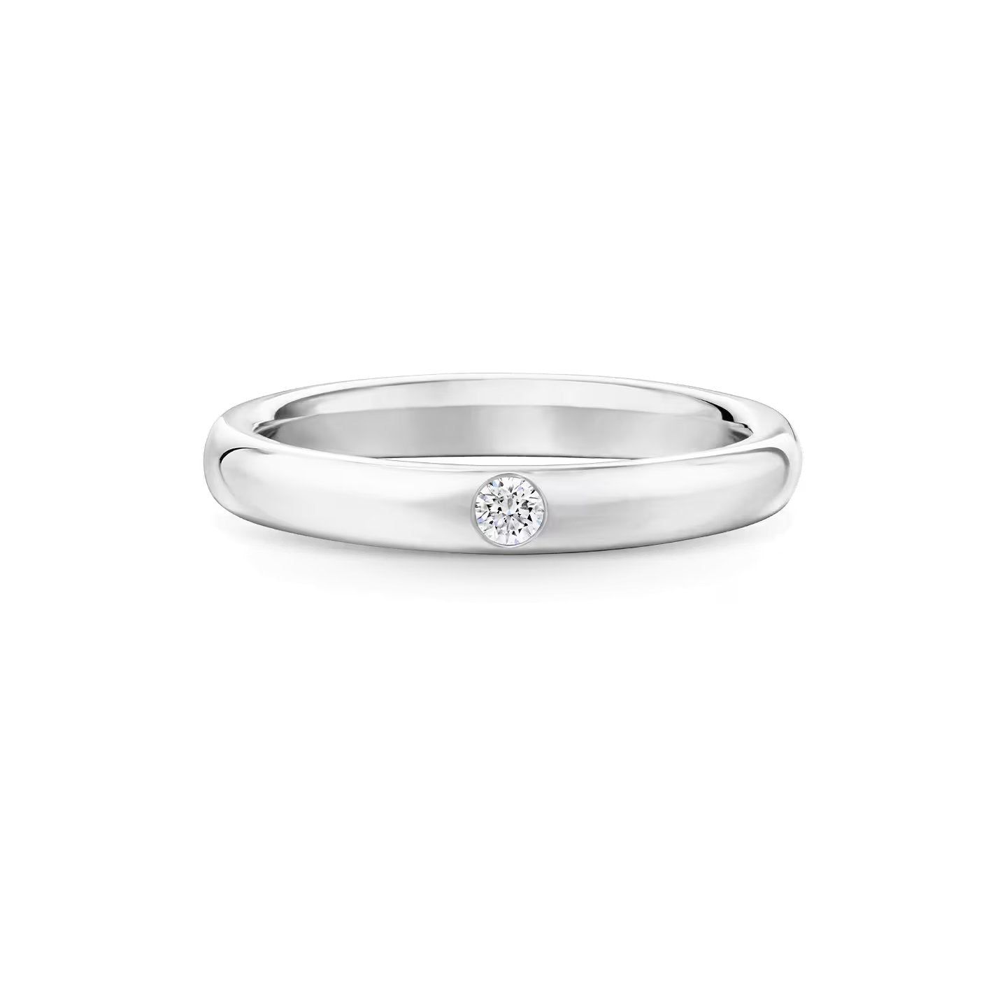 Carave Paris Round Brilliant Single Diamond Wedding Band Platinum